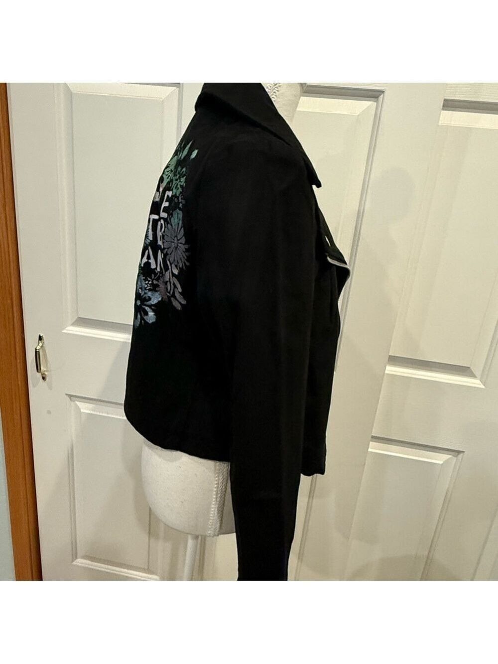 Silence + Noise Black Faux Suede Moto Jacket “Let’s Be Better Humans” - Picture 12 of 13